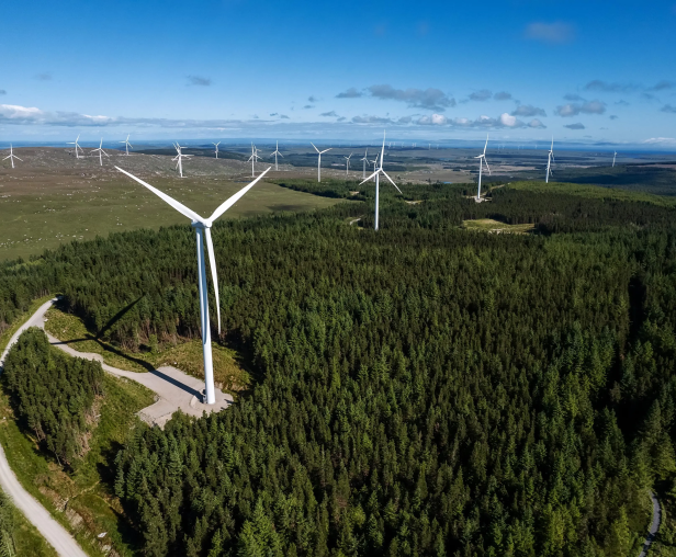 landscape drone shot  of Windmill